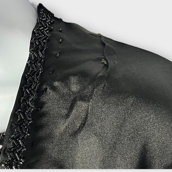 Antique Victorian Fortune Teller Topper Dress Top Black Satin Beaded & Tassels - Picture 6 of 16